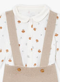 Ensemble pantalon, body et chaussettes beige et blanc LONDON / 24H0CM11ENS007