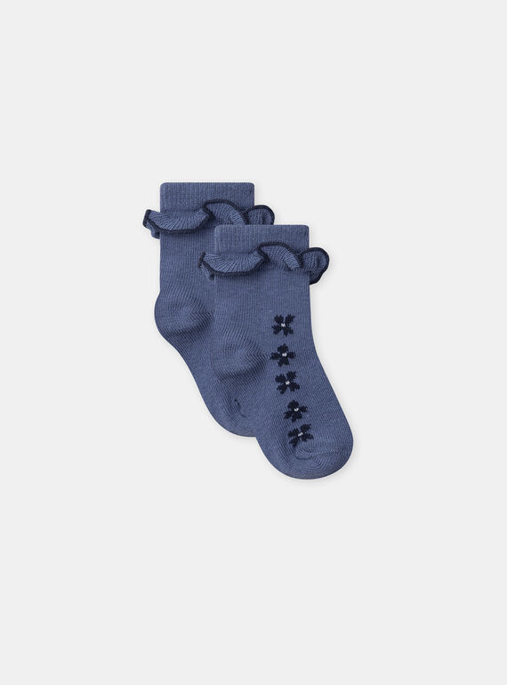 Chaussettes bleu foncé avec fleurs et volants Bébé Fille NAJENIFER / 25H4BFQ2SOQ205