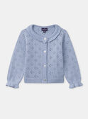 Cardigan bleu ajouré et bas de manches volantées Bébé Fille NAJESSICA / 25H1BFQ2CAR020
