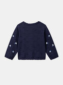 Cardigan bleu marine texturé à fleurs brodées LACORRINE / 24H1BFJ2CAR070