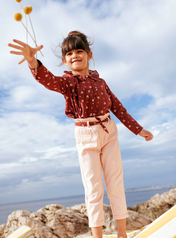 Pantalon nude et ceinture à imprimé fleuri enfant fille CAPATETTE / 22E2PF71PAND319