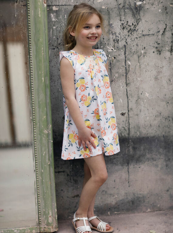 Robe évasée blanche imprimé citron ZICITETTE / 21E2PFO1ROB000
