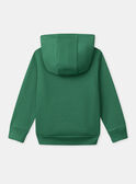 Sweat à capuche vert foncé avec patch dinosaure Garçon NIBROAGE / 25H3PGL1SWEG626