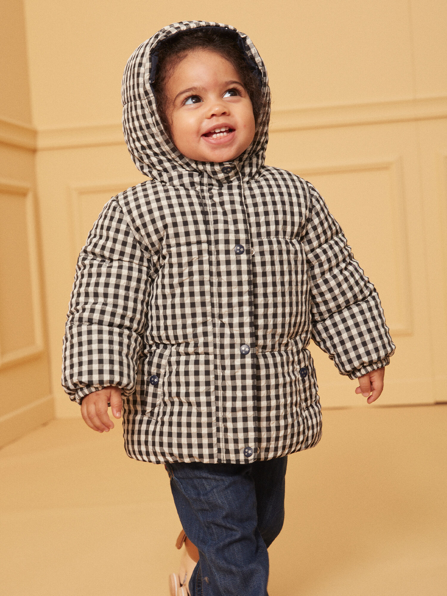 Doudoune vichy reversible a capuche Fille Sergent Major