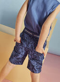 Bermuda bleu marine imprimé feuillage enfant garçon 22E3PGT3BER070