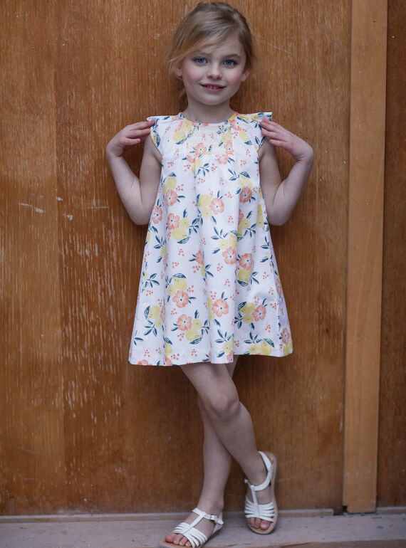 Robe évasée blanche imprimé citron ZICITETTE / 21E2PFO1ROB000