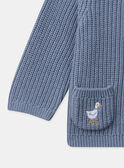 Cardigan en tricot bleu à broderies oies Bébé Garçon NAKINAN / 25H1BGQ1CAR205