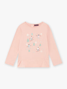 T-shirt rose motif ski fantaisie enfant fille BLATISETTE / 21H2PFO1TML318
