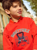 Sweat-shirt rouge à broderie lion Garçon NEREDAGE / 25H3PGK1SWEF508