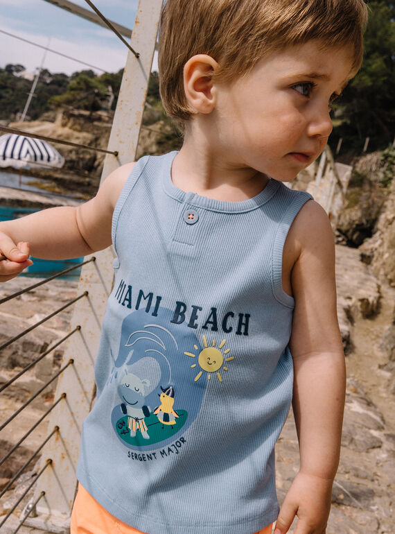 Débardeur bleu motif surf bébé garçon CAYVAN / 22E1BGV2DEBC218
