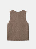 Cardigan marron avec broderie fleurs sans manches Fille NIFLORETTE / 25H2PFL1CSM821