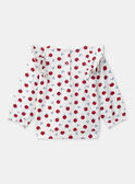 Ensemble sweat blanc imprimé pommes avec volants aux épaules et legging bleu marine Bébé Fille NAGERALDINE / 25H1BFM1ENS001