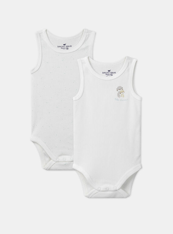 Lot de 2 bodies bébé garçon à bretelles en coton issu de l'agriculture biologique MEICARE / 25E5BG42BDL001