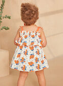 Robe à volants écrue à imprimé fleur bleue et orange en jersey KAZILDA / 24E1BFS1ROB001