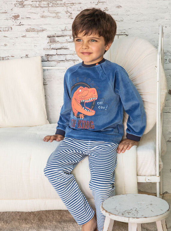 Pyjama bleu motif dinosaure enfant garçon