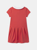 Robe mi-plissée rouge corail avec patch floral Fille NEMIALETTE / 25H2PFK1ROB404