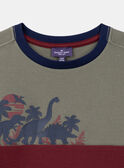 T-shirt imprimé dinosaure kaki et bordeaux KILOAGE / 24E3PGC2TMC604