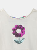 T-shirt blanc fleur à sequins et manches courtes Fille NATISHETTE / 25H2PFJ2TMC002