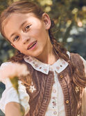 Cardigan marron avec broderie fleurs sans manches Fille NIFLORETTE / 25H2PFL1CSM821