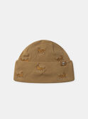 Bonnet marron en maille à broderie loup Garçon NIRENAGE / 25H4PGE3BONA014