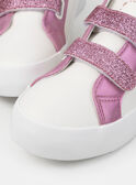 Basket blanche avec patch étoile et sratch rose pailleté Fille NISKETTE / 25F10PF41BKC001
