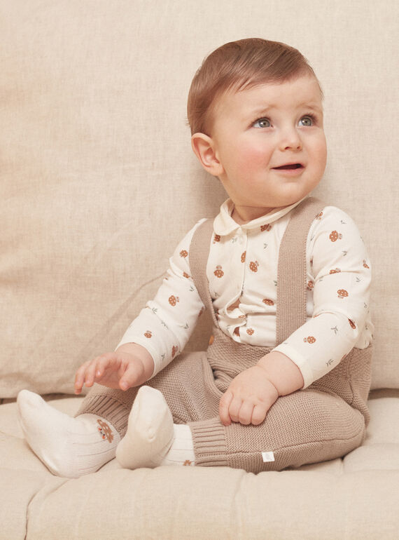 Ensemble pantalon, body et chaussettes beige et blanc LONDON / 24H0CM11ENS007