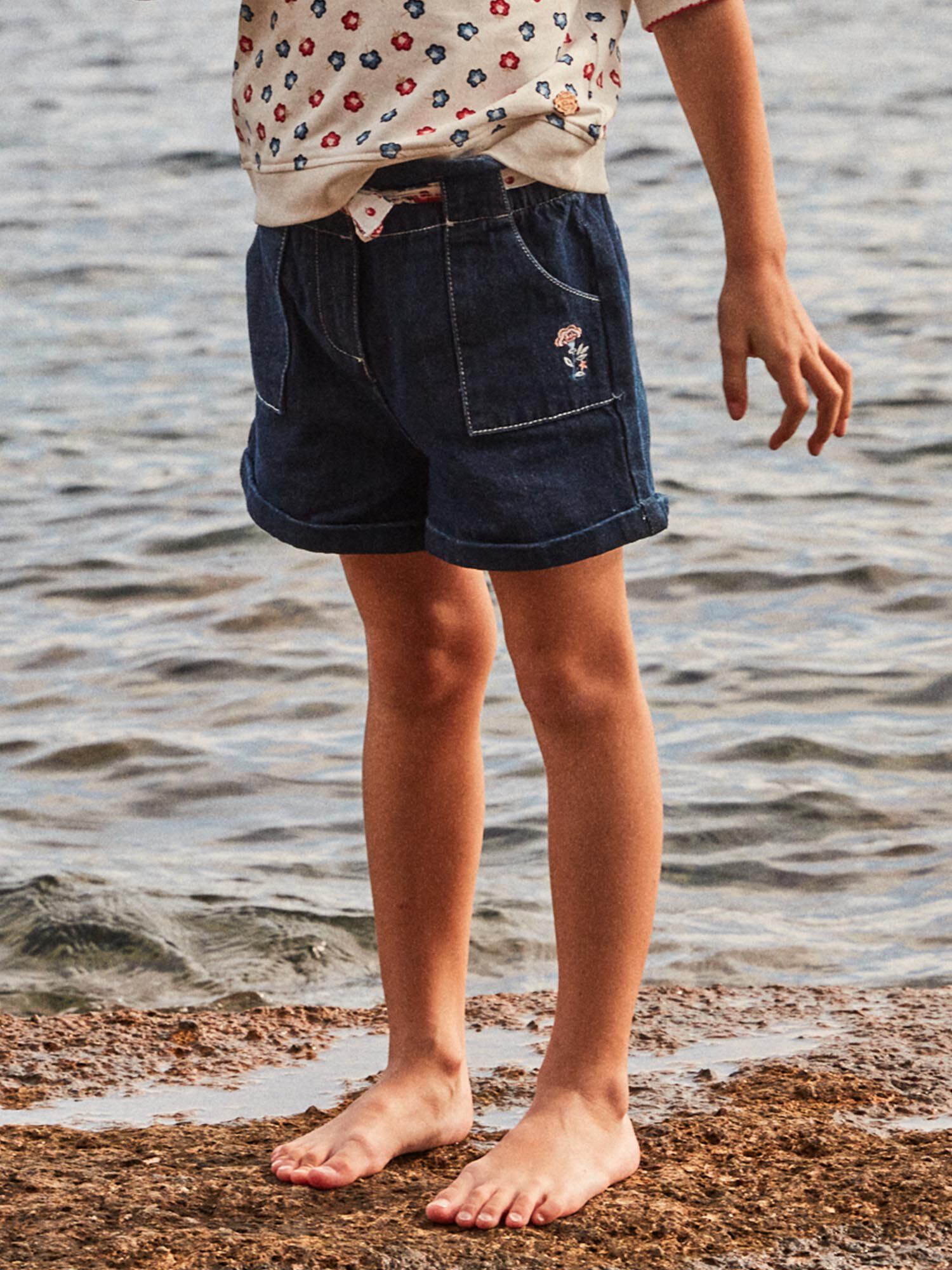 Short large en denim bleu fonce Fille Sergent Major