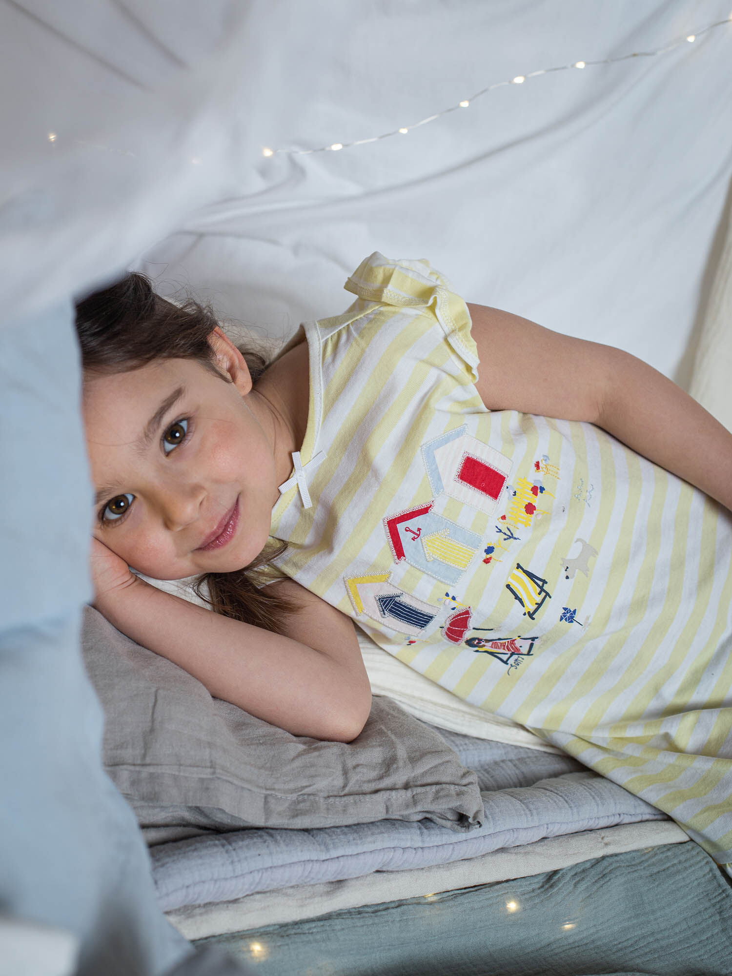 Chemise de nuit a rayures jaune soleil enfant fille Fille Sergent Major