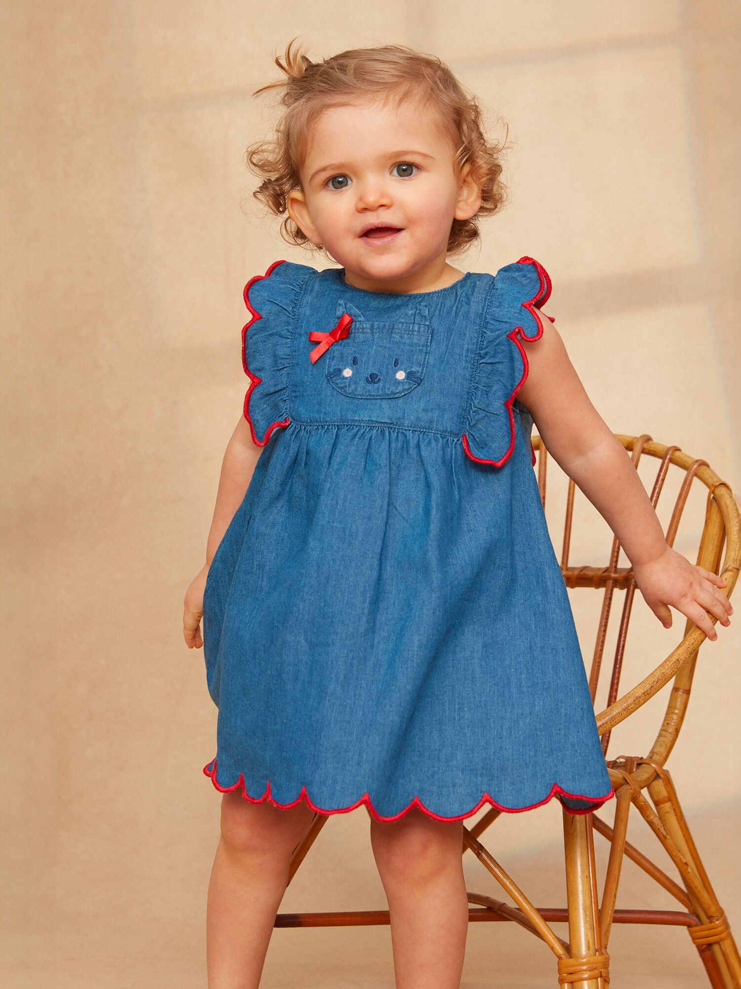 Robe chasuble en denim leger Fille Sergent Major