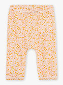 Pantalon écru et orange en popeline à imprimé feuilles et fruits FAULINE / 23E1BFP1PAN001