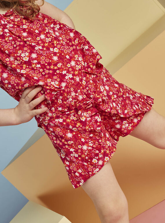 Short fuchsia à imprimé fleuri enfant fille CAUSHOETTE 1 / 22E2PFT3SHO304