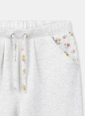 Pantalon de sport chiné écru avec détails imprimés fleurs aux poches KRIPETTE / 24E2PFB2JGBA011