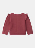 Cardigan rose framboise à broderies fleurs et volants sur les épaules Bébé Fille NAESTER / 25H1BFL2CAR308
