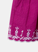 Short évasé rose fuschia à broderies fleuries Fille NASHORETTE / 25H2PFJ1JPS002