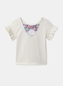 T-shirt blanc fleur à sequins et manches courtes Fille NATISHETTE / 25H2PFJ2TMC002