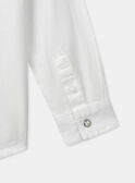 Chemise blanche à broderie marron "SGMJ" et manches longues Garçon NECRAYAGE / 25H3PGK1CHM001