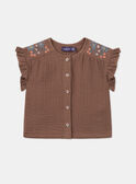 Chemisier fluide marron chocolat avec broderies KAIMI / 24E1BFC1CHE815