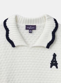 Pull blanc en maille à manches longues Fille NUTOURETTE / 25H2PFQ1PUL009