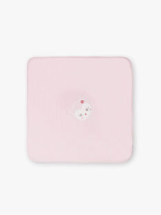 Couverture rose pâle à motif tête de chat naissance fille BOA / 21H0AF41D4P301