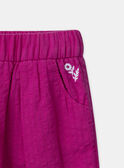 Short évasé rose fuschia à broderies fleuries Fille NASHORETTE / 25H2PFJ1JPS002