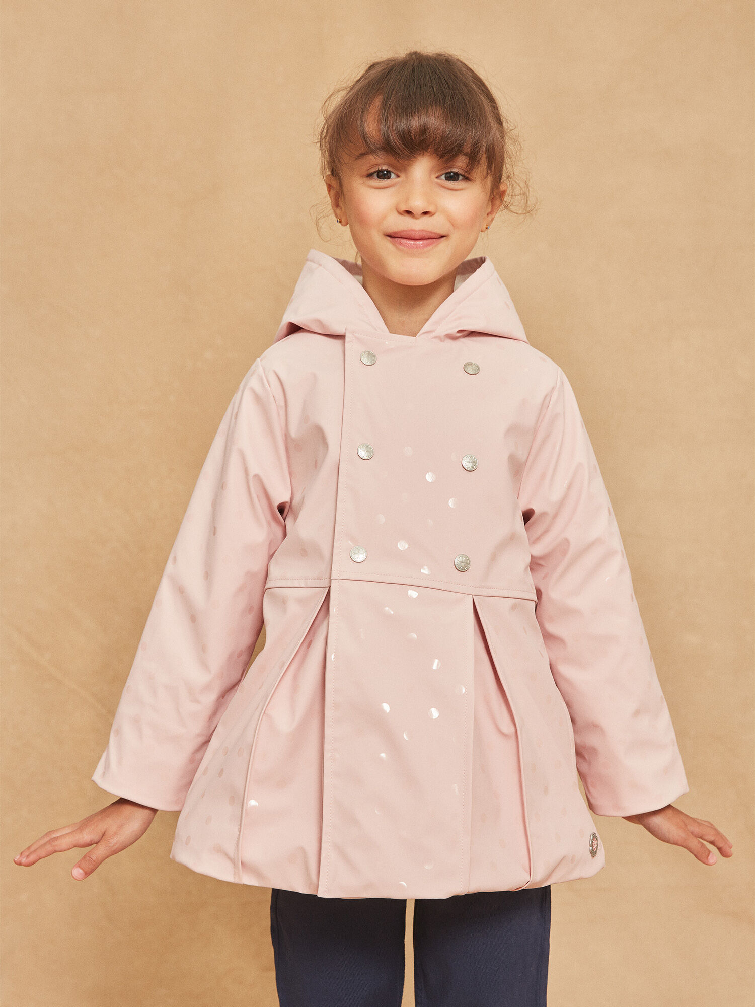 Cir capuche rose imprim pois