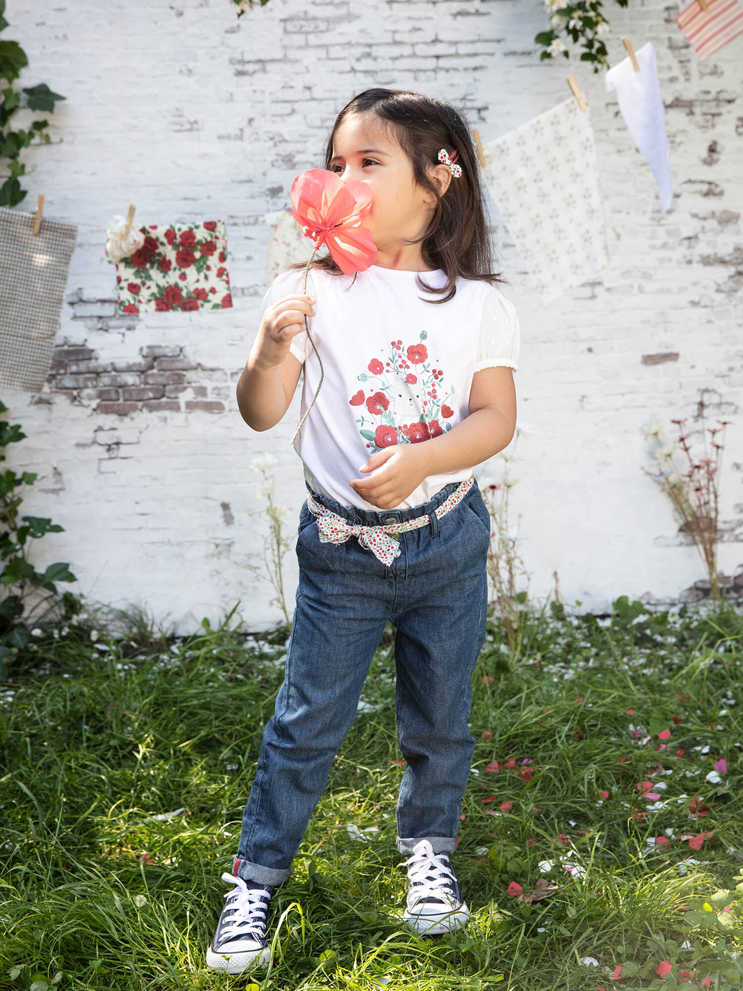 Jean paperpag et ceinture imprim e enfant fille