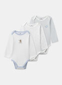 Lot de 3 bodies à rayures, imprimé ou uni Bébé Garçon NEJESSE / 25H5BGC2BDLA002