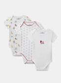 Lot de 3 bodies bébé fille à manches courtes en coton issu de l'agriculture biologique MEJULIA / 25E5BF42BDL001
