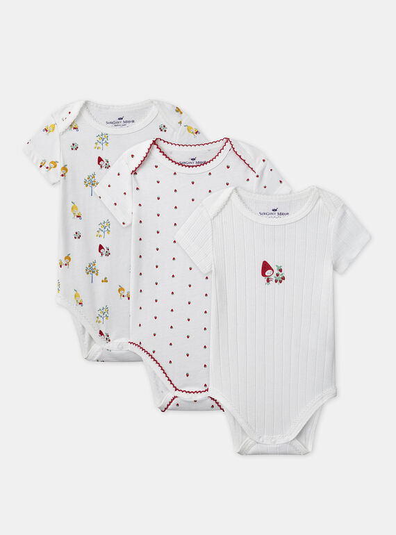 Lot de 3 bodies bébé fille à manches courtes en coton issu de l'agriculture biologique MEJULIA / 25E5BF42BDL001