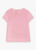 T-shirt rose brodé lettrage fleuri fantaisie enfant fille CETIETTE / 22E2PFB1TMC305