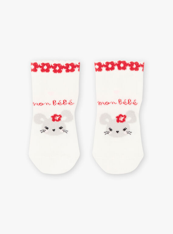 Chaussettes écrues motif fleuris bébé fille BAAVENIR / 21H4BF11SOQ001