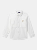 Chemise blanche à broderie marron "SGMJ" et manches longues Garçon NECRAYAGE / 25H3PGK1CHM001