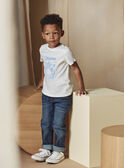 T-shirt écru et bleu clair à motif tigre texturé enfant garçon CAZOTAGE3 / 22E3PGF1TMC001