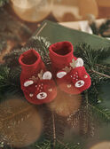 Chaussons rouges en velours à animation 3D rennes de Noël 